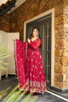 NSR 865 Heavy Faux Georgette With 3mm Embroidery Sequence Work Gown With Bottom Dupatta Wholesalers In Delhi